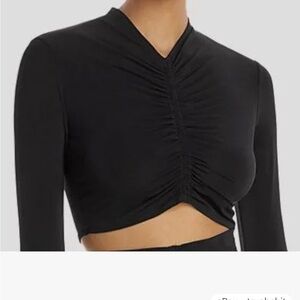A.L.C. Black Ruched Long-Sleeve Crop Top